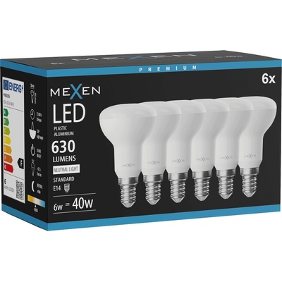 Mexen Nova 6x LED крушка E14, R50, 6W, Неутрална - 4000K, 630 lm - L103-E14-0640-01x06 (L103-E14-0640-01x06)