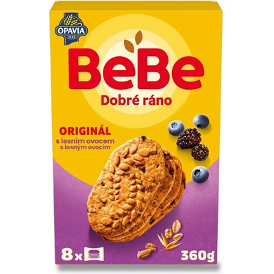 Opavia BeBe - cereální sušenky - müsli s lesním ovocem, 8 x 45 g