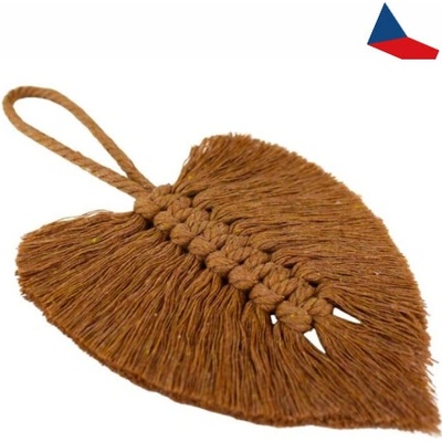 Světlé béžový macramé list na zeď Macrame Leaf, 26x32 cm Barva: Béžová