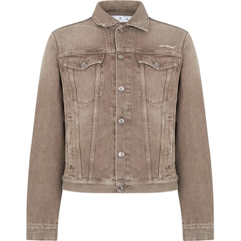 Image 1 of OFF WHITE Яке OFF WHITE Men's Tab Slim Cotton Long Sleeve Denim Jacket - Brown 8600