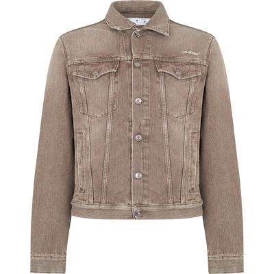 OFF WHITE Яке OFF WHITE Men's Tab Slim Cotton Long Sleeve Denim Jacket - Brown 8600