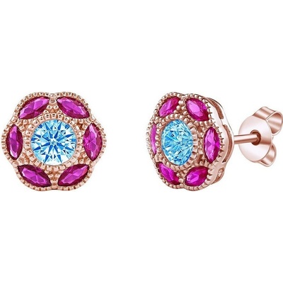 Silvego Pozlátené strieborné náušnice kvetinky Serena s Brilliance Zirconia MW02791ERG