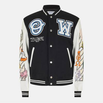OFF WHITE Яке OFF WHITE Men's Relaxed Fit Varsity Jacket - Black/White