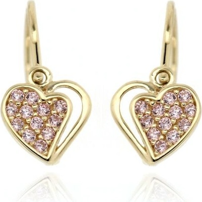 Zlatnictví U Kostela zlaté dětské náušnice růžová srdíčka 5238