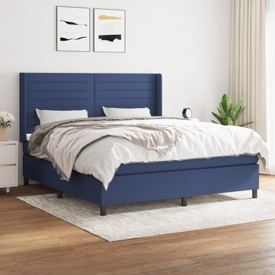 vidaXL Боксспринг легло с матрак, синьо, 160x200 см, плат (3131527)
