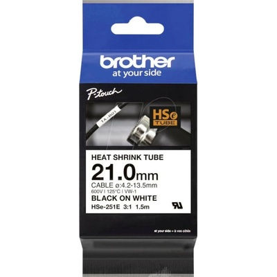 Brother HSe-251E Pro Tape, 21 mm x 1.5 m, čierna tlač / biely podklad , originálna páska