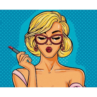 Zuty Malování Podle Čísel Pop-Art Blondýna S Rtěnkou 80 x 100 Cm Plátno 8596530078029