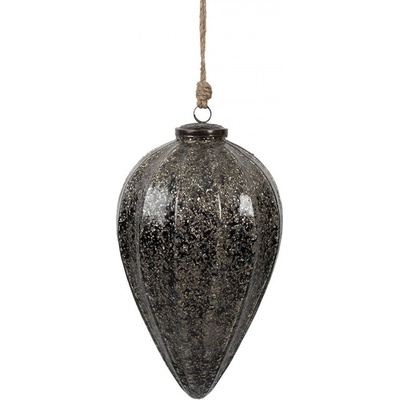 Clayre & Eef Černá skleněná vánoční ozdoba L - Ø 17*26 cm