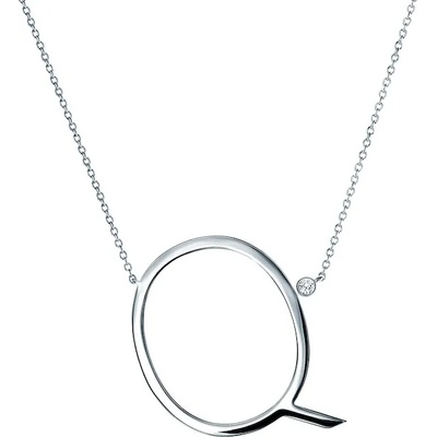 SAVICKI Колие с буква Q: сребро. бял сапфир