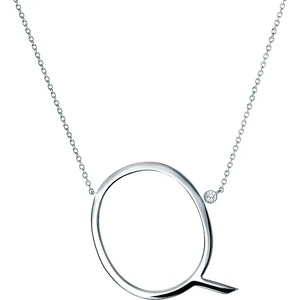 SAVICKI Сребърно колие с буква q, бял сапфир 0.05К, 45 см