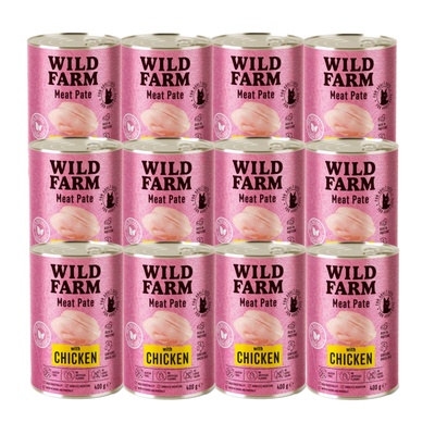 WILD FARM Пастет с пилешко месо 12x400 г - безглутенова храна за котки