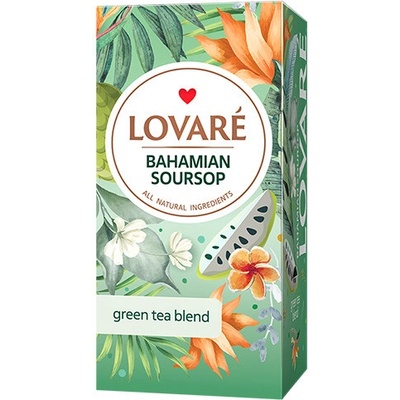 Lovaré Zelený aromatizovaný čaj Bahamian Soursop 24 sáčků 36 g
