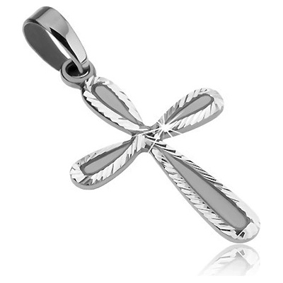 Šperky eshop Přívěsek ze stříbra 925 dvoubarevný kříž s vroubkovaným lemem C27.16