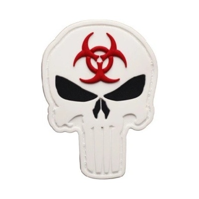 ARMED PATCHES PVC nášivka Punisher Biohazard, Bílá – Zboží Dáma