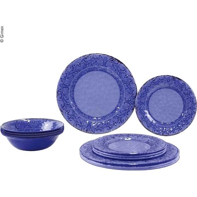 Gimex Комплект меламинови прибори stone azure, 12 части, за 4 човека, чинии + купи (917936)