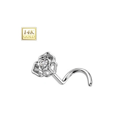 Šperky4U zlatý piercing do nosu kytička ZL01241-WG