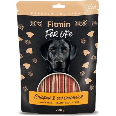Dibaq Fitmin For Life Лакомство от пилешки сандвич с треска за кучета 200 g