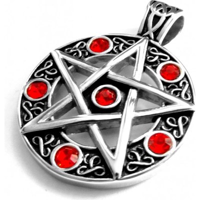 Steel Jewelry Přívěsek pentagram červený krystal z chirurgické oceli PR171025