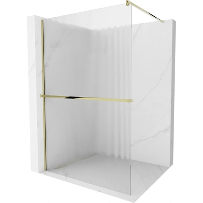 Mexen Kioto+ душ стена с рафт Walk-in 130 x 200 cm, ивици, златно - 800-130-121-50-09 (800-130-121-50-09)