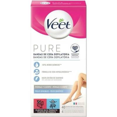 Veet Pure voskové depilační pásky na tělo pro citlivou pokožku 40 ks