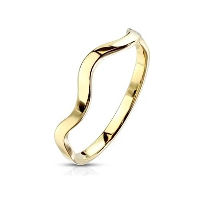 Šperky4U Zlacený ocelový prsten vlnka OPR1758GD