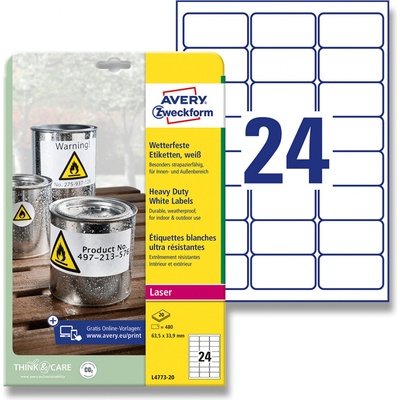 Avery Zweckform 63,5 x 33,9 mm L4773-20