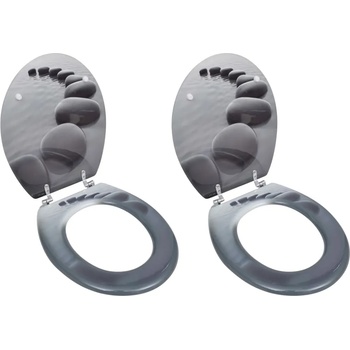 Image 1 of vidaXL Тоалетни седалки с капаци, 2 бр, МДФ, камъни (275910)