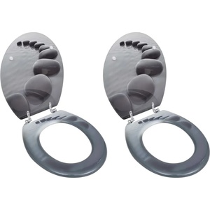 vidaXL Тоалетни седалки с капаци, 2 бр, МДФ, камъни (275910)