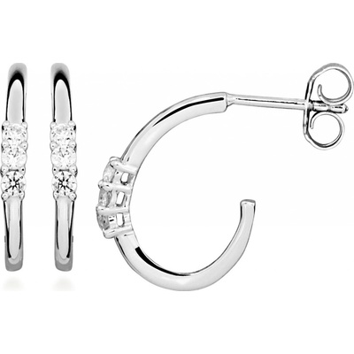 Silver Cat Stříbrné kruhové náušnice s kubickými zirkony Beauty SC638