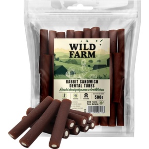 WILD FARM Дентални пръчици с заек 500 г лакомство за кучета