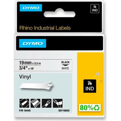 Dymo Rhino 18445 - originální vinylová páska - černo-bílá, 19 mm x 5,5 m