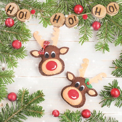 Daisy ubrousky vánoční HO HO Felt Reindeers 3V 33x33 cm 20 ks