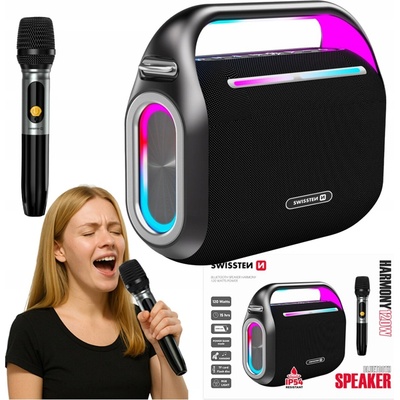 Bluetooth LED reproduktor s mikrofónom KARAOKE HARMONY 120W SWISSTEN