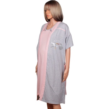 Комплект за кърмене в сиво и розово с апликация и точки