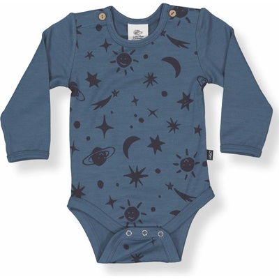 Little Flock of Horrors Detské merino body s dlhým rukávom z % merino vlny LFOH modré Orion Galaxy