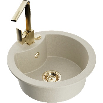 Mexen Diego гранитна мивка с 1 корито с кухненски смесител Рита, бежов - 6512-69-670300-50 (6512-69-670300-50)