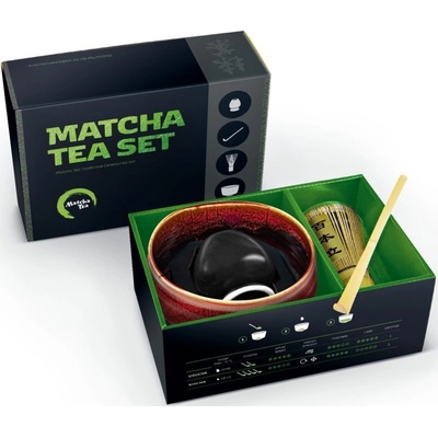 Matcha Tea Matcha Set chawan miska + chashaku lžička + Matcha Tea Chasen bambusová metlička pro přípravu nápoje 1 ks + naoshi stojánek