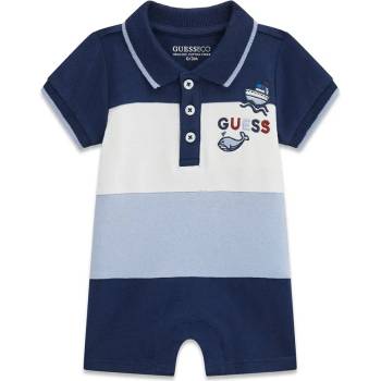 Guess Късо боди за новородено момче в синьо и бяло Guess