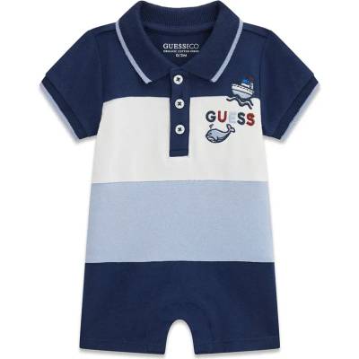 Guess Късо боди за новородено момче в синьо и бяло Guess