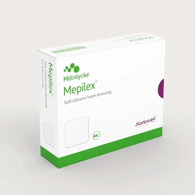 Mepilex Ag Obväz na rany mäkký, silikónový, bakteriostatický (12,5 x 12,5 cm) 5 ks