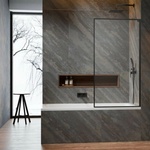 Radaway Modo F SL PNJ II GunMetal параван за вана, матово-прозрачен, 50x150 см, 8 мм стъкло, десен (10406050-92-01R)