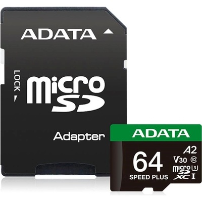 Adata MicroSDXC 64GB Speed Plus UD64GUI3V30A2SP-RA1