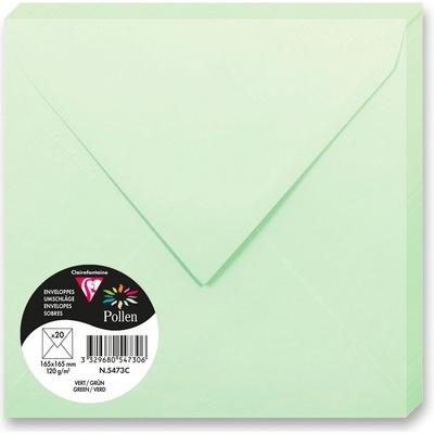 Clairefontaine 165 × 165 mm - barevná obálka - 20 ks, sv. zelená