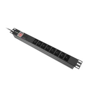 Lanberg разпределителен блок (pdu) 19"" 1U 16a 2m 8x iec c13 гнезда чер (pdu-08i-0200-c20-bk)