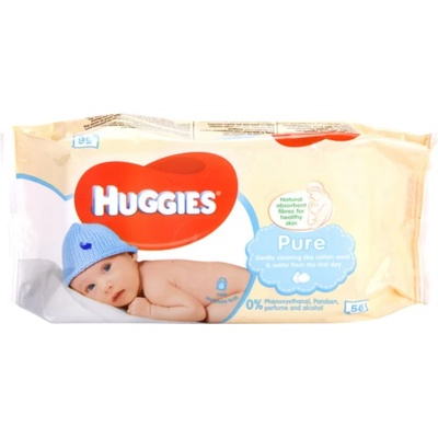 Huggies Pure почистващи кърпички за деца от раждането им 56 бр