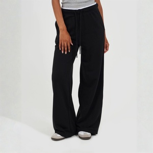 Brave Soul BS Womens Wide Leg Jogger with Contrast Double Waistband Detail - Black/White