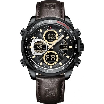 Curren Мъжки часовник Naviforce Fuero, Хронограф, Кожена каишка, Кафяв / Черен (NAVIFORCE-9197L-BROWN-BLACK)