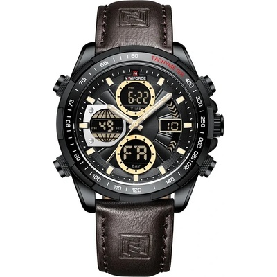 Curren Мъжки часовник Naviforce Fuero, Хронограф, Кожена каишка, Кафяв / Черен (NAVIFORCE-9197L-BROWN-BLACK)