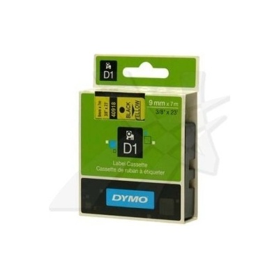 Originální páska do tiskárny Dymo štítků, Dymo, 40918, S0720730, černý tisk/žlutý podklad, 7m, 9mm, D1