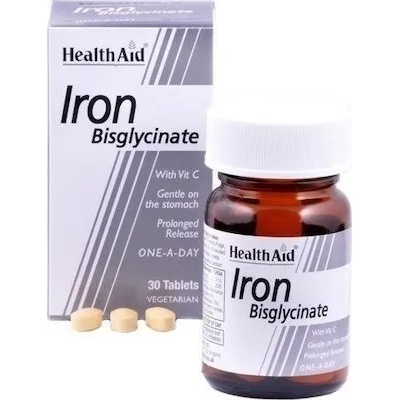 HEALTHAID Хранителна добавка Желязо бисглюкинат, Health Aid Iron Bisglycinate 30mg 30tabs